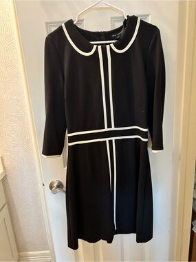 Pink Tartan Black Long-Sleeve Dress with White Trim
